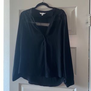 Black charming Charlie blouse with sheer neckline